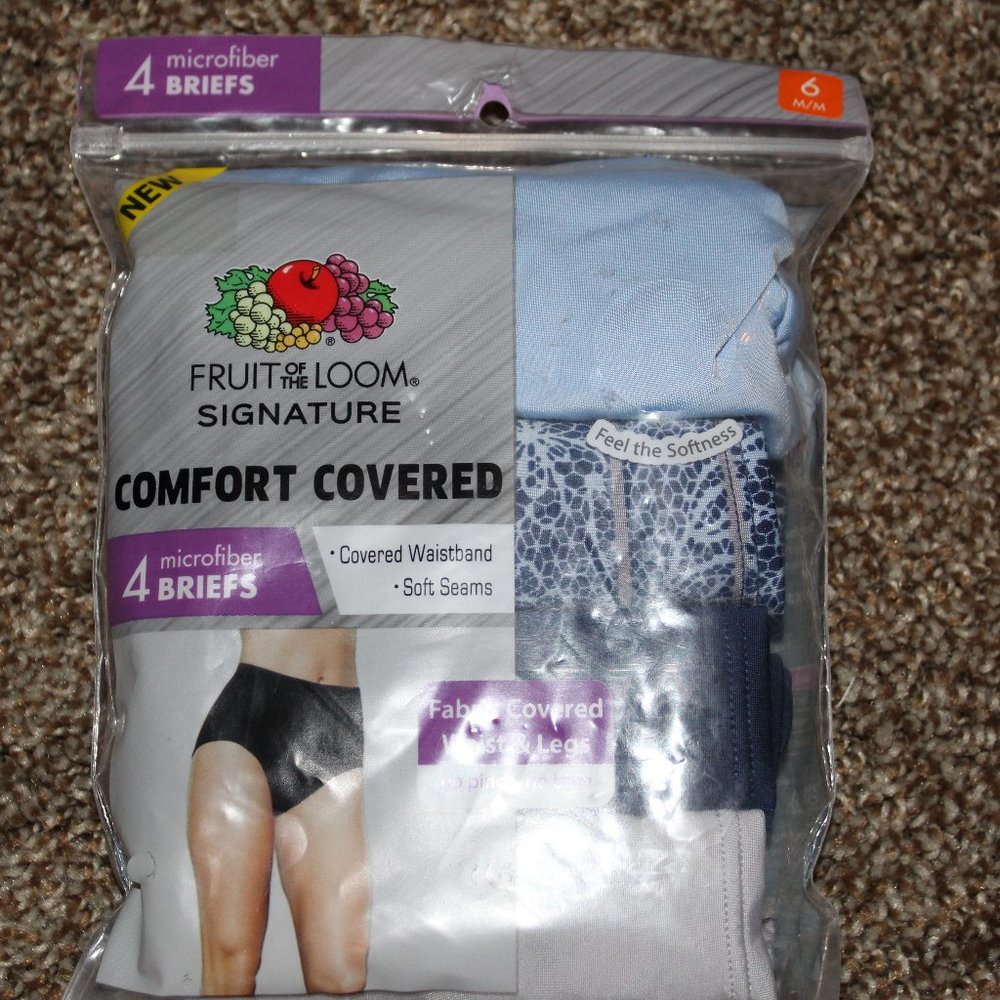 NWT 4 pk.  Fruit of the Loom Womens Microfiber Briefs 6 Med.